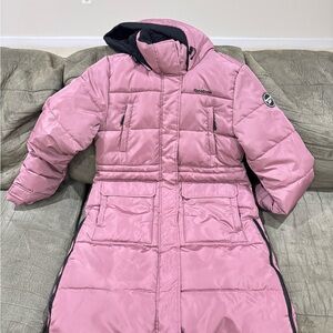 Reebok Pink Woman Long Puffer Coat with Hood